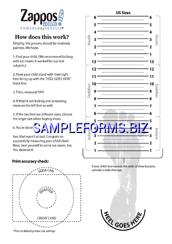Kids Shoe Size Chart pdf free